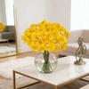 [Realistic | Durable] 15 Realistic Yellow Daffodil Artificial Flowers | Durable Plastic Fake Flowers for Home/Office/Party Decor, Weddings, Festivals
