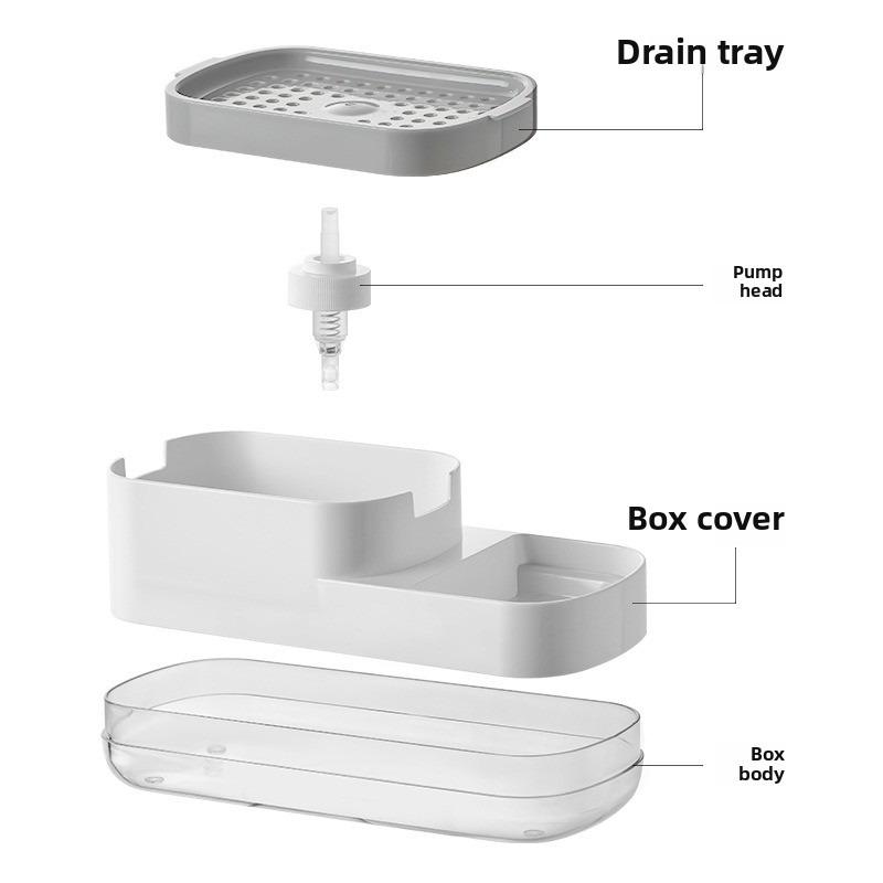 Push-Type Soap Dispenser Kitchen Liquid Soap Holder Sponge Storage Container Design for Sink Countertop Hand Wash Dishwashing