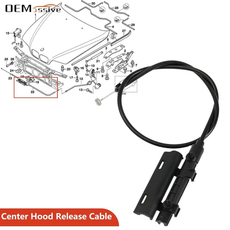 Car Engine Center Hood Latch Cable Hood Release Wire For BMW 5 Series E39 525I 530I 1998 - 2005 51238190754, 912-455, 912455