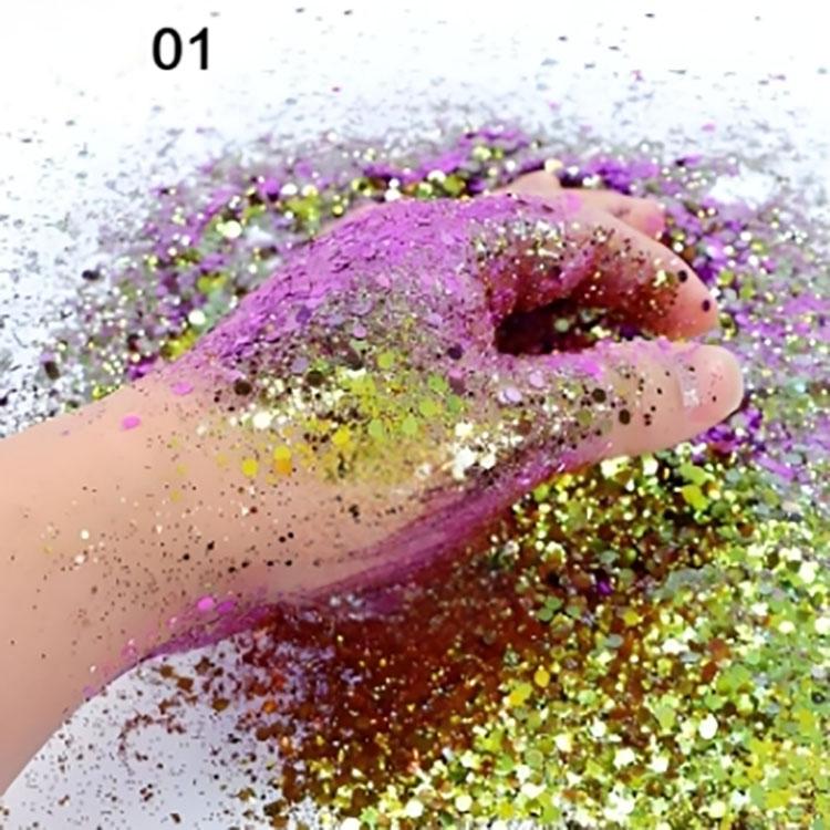 YS New Holographic Macaron Chameleon Color Changing Glitter Powder DIY Quicksand Glitter Nail Stickers Decorations