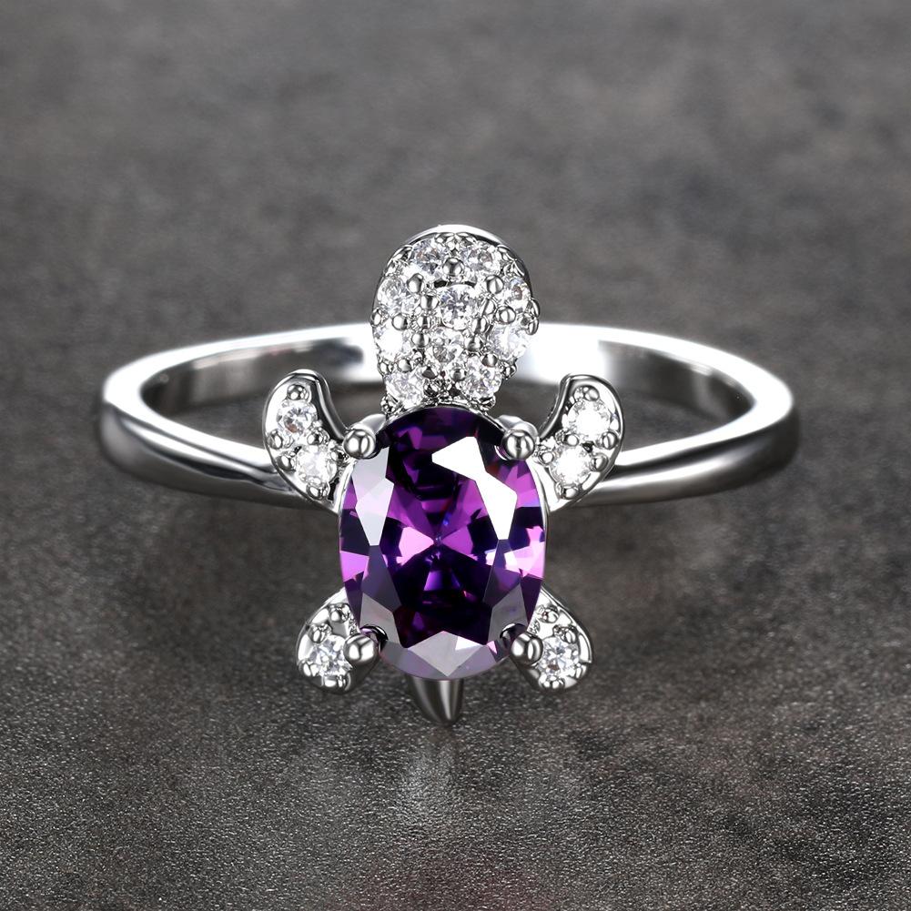 Hot Selling Fashionable White Diamond Turtle Ring Couples Simple Index Finger Ring Accessory
