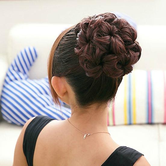 Wavy Curly Synthetic Hair Bun Cover Hairpiece Clip Wig Scrunchie Hair Extensions