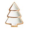 Christmas Tree Tray, Snack Serving Tray, Holiday Serving Dish, Ceramic Snack Bowls, Bamboo Serving Tray