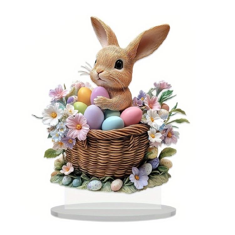 Bunnies Figurines Easters Decoration Table Centerpieces Acrylic Easters Eggs Rabbit Statue Rabbit Sculpture Home Decors