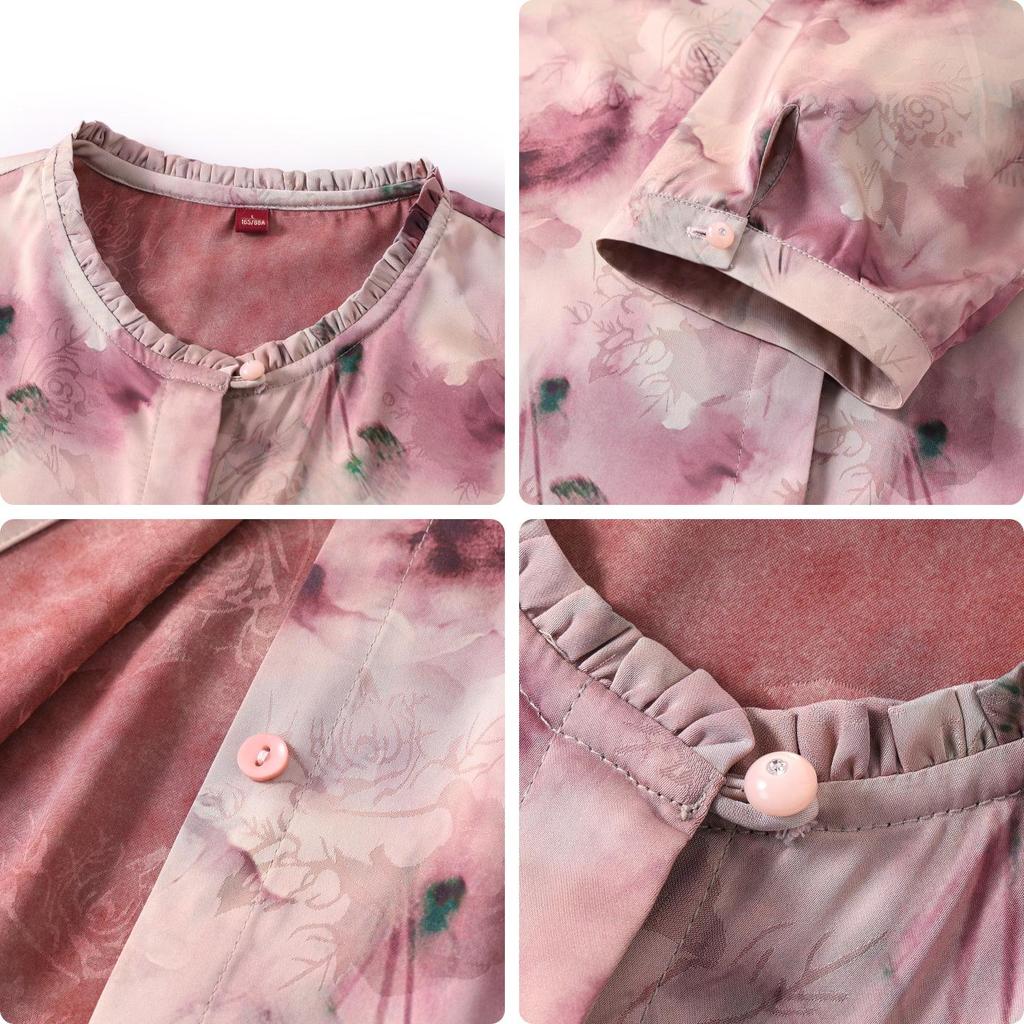 Spring & Summer Chinese Style Loose Cardigan: Women's Seven-Sleeve Top for Middle-Aged & Elderly