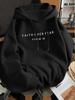 Simple Letter Print Hooded Sweatshirt for Daily Casual and Commuting Wear