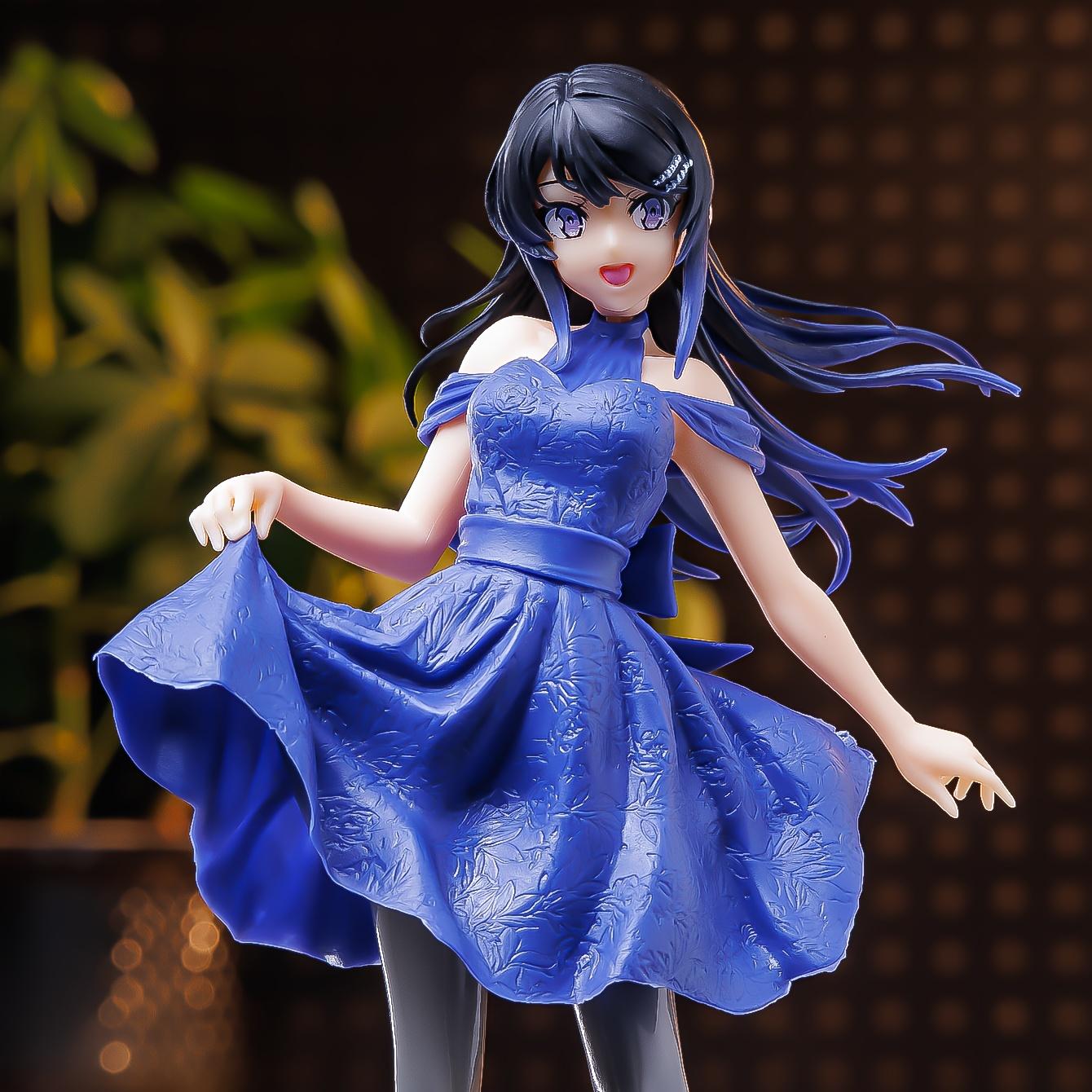 Sakurajima Mai Blue dress beautiful girl anime statue figure ornaments small gifts room decorations