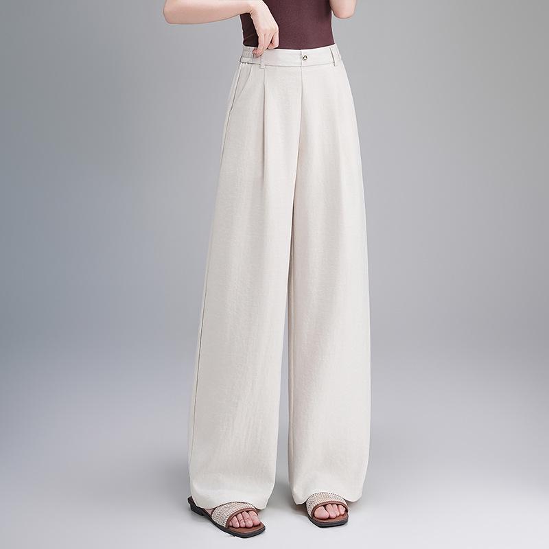 Curved Knife High-Waisted Wide-Leg Pants for Women - Spring/Autumn 2026 Casual Loose Drape Style 26-S абрикосовый