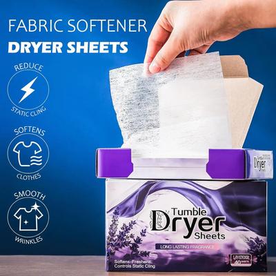 Dryer Sheets Bulk Natural Fabric Softener Sheets Plant Lavender Laundry Softener Naturally Removes Static Cling Drying Machine
