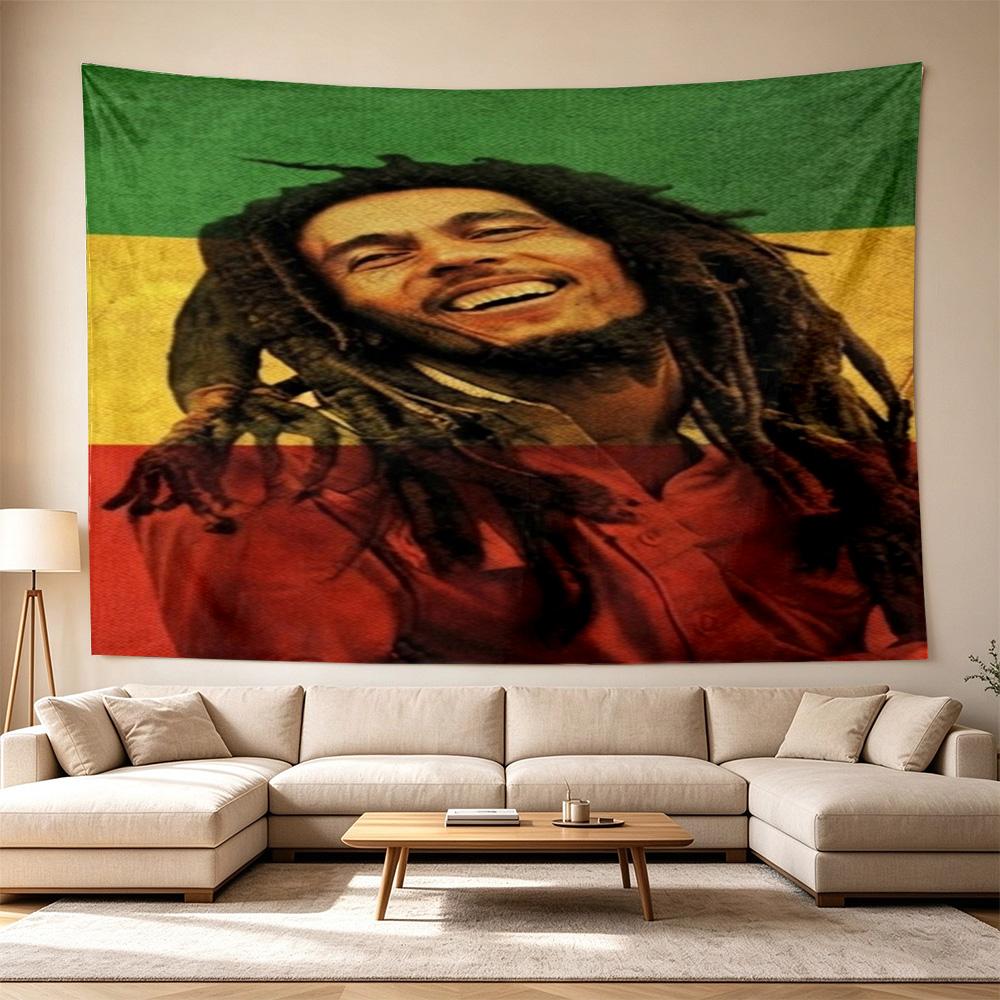 Bob Marley Reggae Music Legend  Polyester Wall Hanging Tapestry, Aesthetic Home Decor for Bedroom Dorm Photo Backdrop