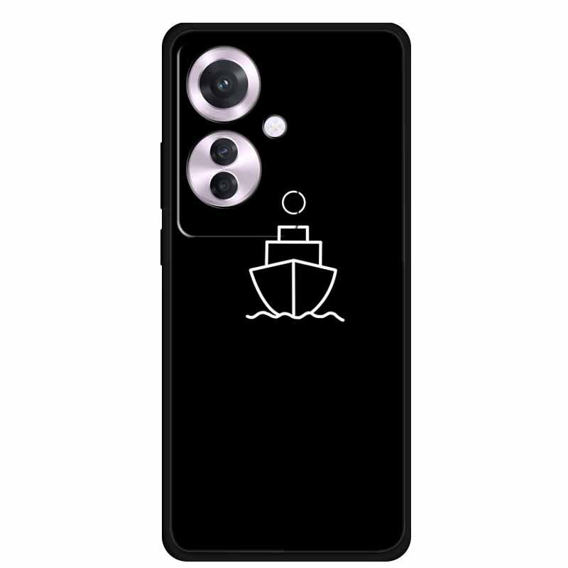 Reno 11F F25 Pro 5G Schwarze TPU Weiche Handyhülle, Einfaches Linien-Design