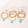 Beads Turquoise Bracelet Set Pearl Bohemian Style Hand Chain  Holiday