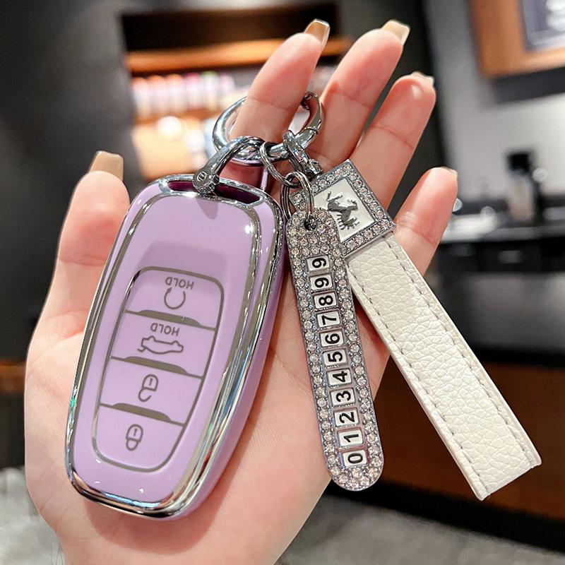 Suitable for Hongqi H5 Key Cover H7 HS5 HS7 New Energy EHS3 Car Leather Men's and Women's Keychain Case