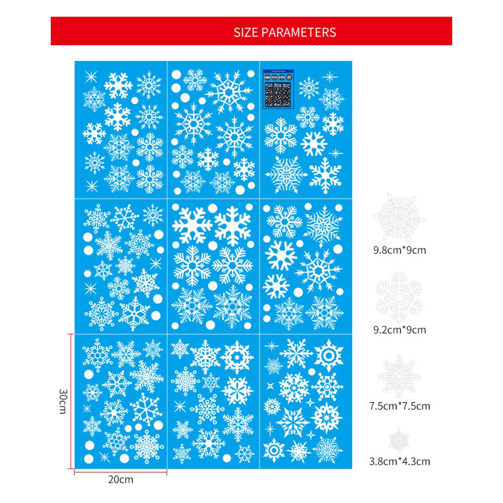 155pcs/9sheets Christmas Snowflake Window Decal Stickers Christmas Window Decorations Ornaments