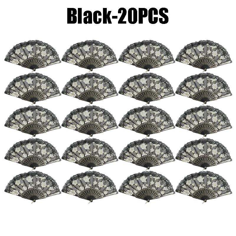 Retro Lolita Folding Lace Fan Portable Sweet Fairy Girl Dark Gothic Court Dance Hand Fan Art Craft Gift Wedding Party Decoration