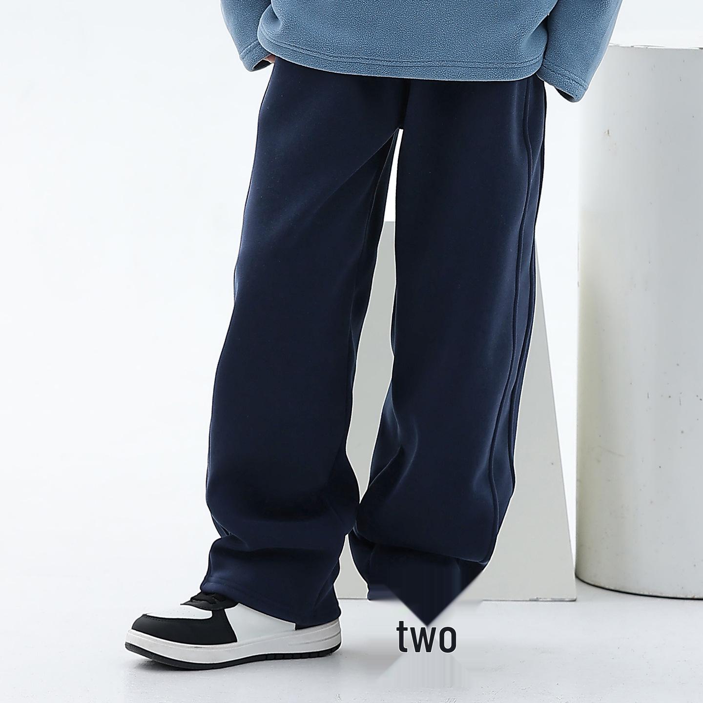 

Boys Winter Plush Thickened Long Pants - Fashionable & Warm, Stylish for Medium & Large Children. 160 cm темно-синього кольору