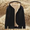 2024 Men's Hooded Winter Jacket: Velvet-Lined, Thick, Loose-Fit, Large Size, Casual Korean Style, Lambskin