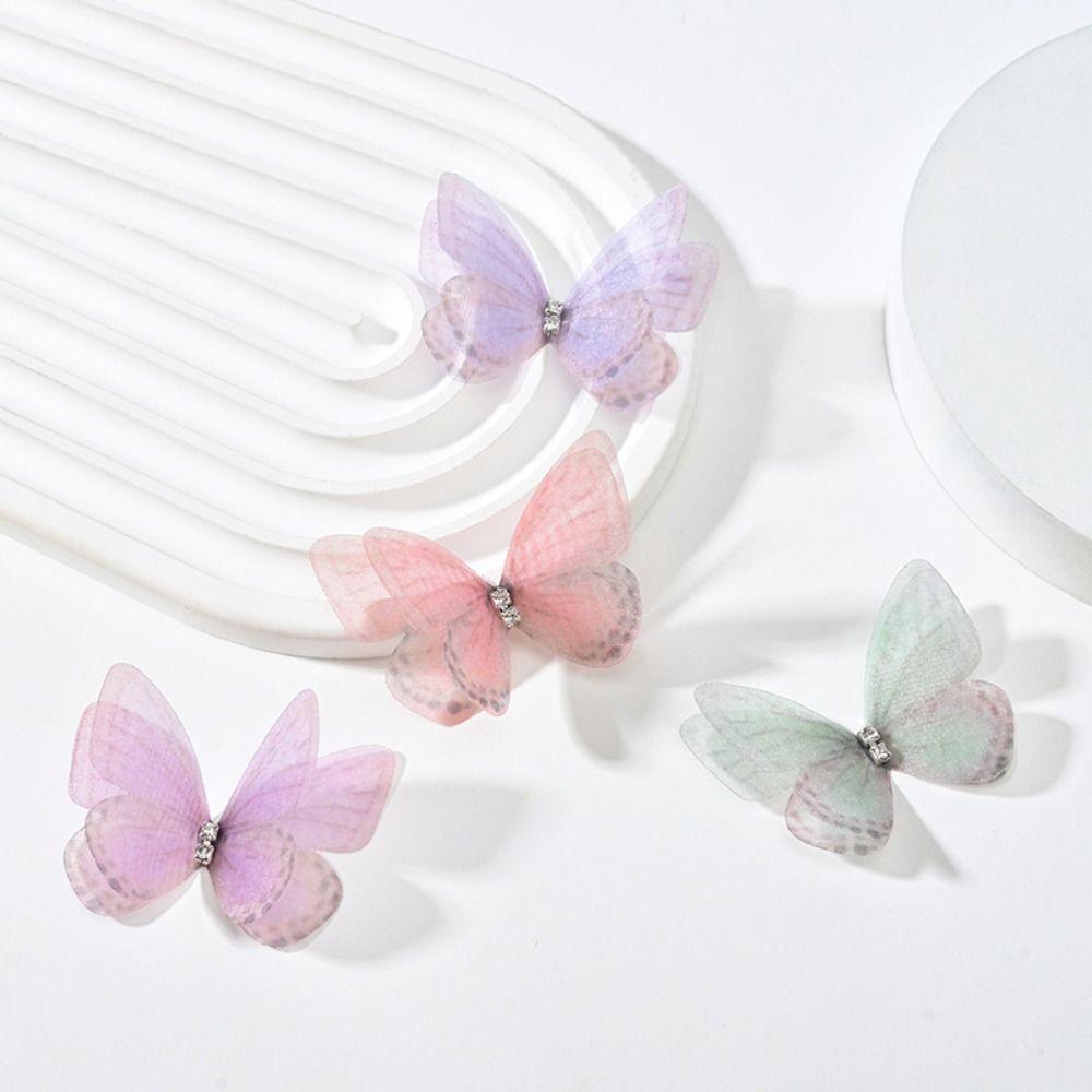 50Pcs 3D Organza Fabric Butterfly Appliques Clothes Sewing Patch  Bridal Hair Accessories