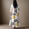 Women's Casual Fashion Floral Print Three-quarter Sleeve Long Dress With Pockets
