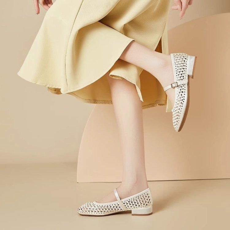 Breathable Hollow Mary Jane Women's Shoes 2025 Summer New Versatile Summer Mother Mesh Shoes Sandals Mesh Shoes Women