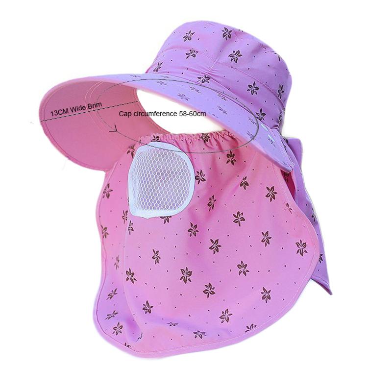 Female Summer Sun Hat Uv Protection Cycling Large Brim Hat With Neck Flap Shawl Hats Removable Face Mesh Breathable Cap