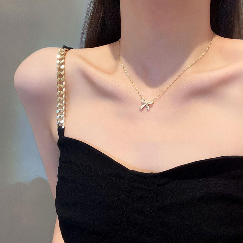 Zinc Zinc Alloy Bow Pendent Girl Gift Women Necklace Korean Style Necklace Fashion Jewelry Girl Choker