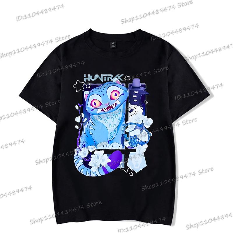 Schwarze T-Shirts KPop Dämonenjäger Streetwear Damen Herren Kurzarm Trendy Tiger und Saja Boys Koreanische Ulzzang T-Shirts Tops