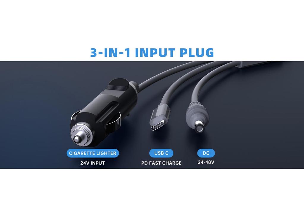 20V DC Waterproof Multi-functional Mini Car Charger with Digital Display & Cigarette Lighter