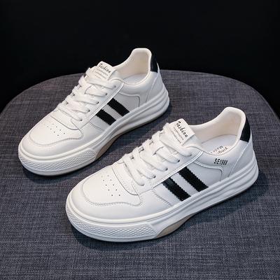 Leather Thick-soled White Shoes Women's Spring New Lightweight Soft-soled Breathable Casual Sports Board Shoes Trendy