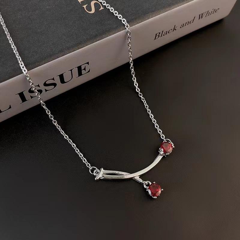 Cherry necklace women's new simple ins design versatile titanium steel collarbone chain neck chain jewelry women