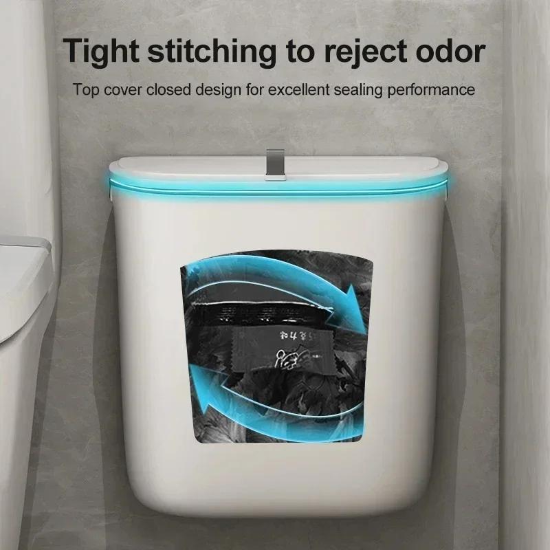 7/9L Koupelnový odpadkový koš Nástěnný závěsný odpadkový koš s víkem Vodotěsný úzký šev Odpadkový koš na toaletu Odpadkový koš