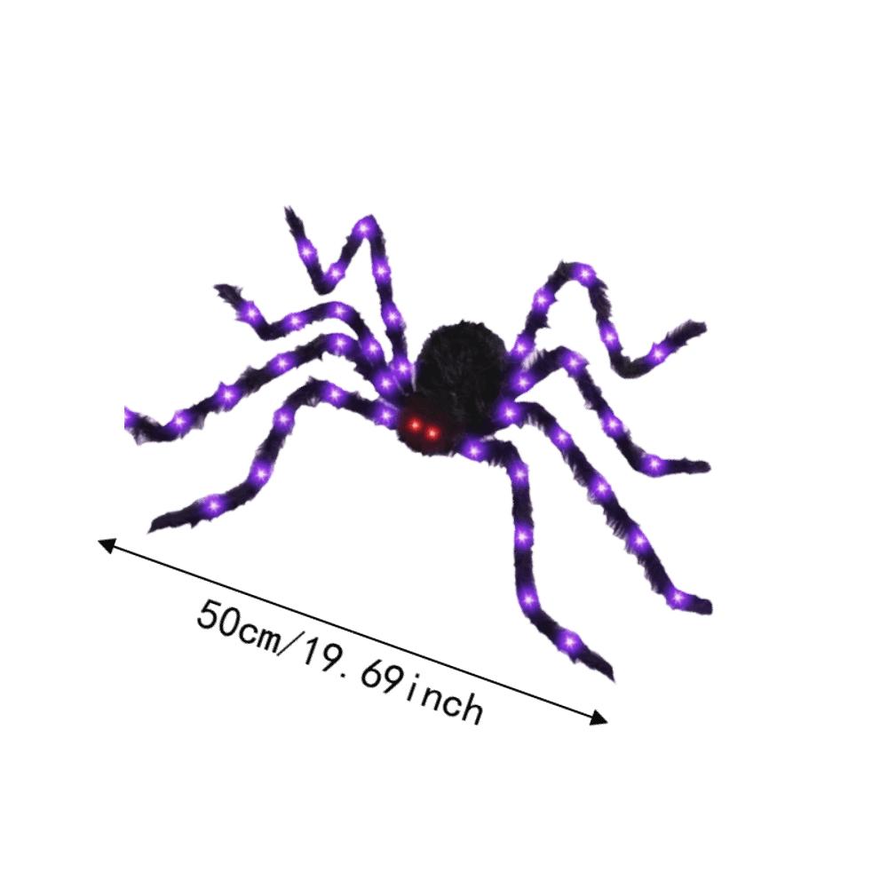 Furry Texture Halloween Light Up Spider Decoration Giant Spider Prop Indoor Outdoor Decor