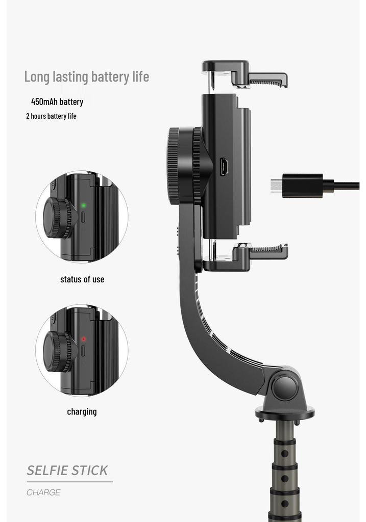 Bluetooth Integrated Selfie Stick with L08 Gimbal Stabilizer and Anti-Shake Tripod