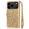 Glitter Zipper Leather Flip Wallet Case For iPhone 17 Pro Max Luxury Card Slots Phone Holder Cover For iPhone 16 15 14 Pro Max 13 12 11