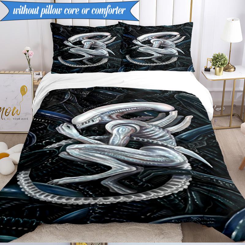 Alien Horror Artwork 3pcs K-pop Music Group Bedding set,Ideal for Bedroom, Dormitory,Including Duvet Cover And 2pcs Pillowcases,Fan Gifts