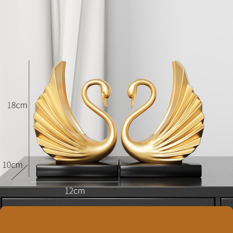 Minimalist Golden Swan Creative Abstract Ornaments Valentine's Day Gift Desk Decoration Swan Sculpture Home Decor Accessories