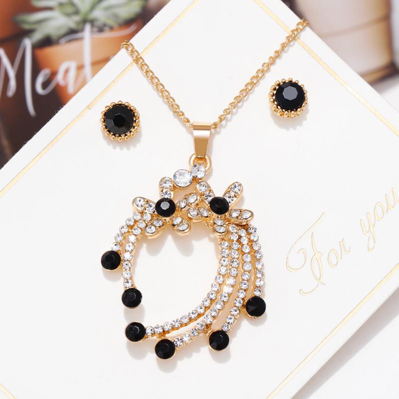 Culoarea elegantă auriu, cristal austriac, pandantive, coliere, cercei, flori de mireasă, seturi de bijuterii cu stras pentru femei