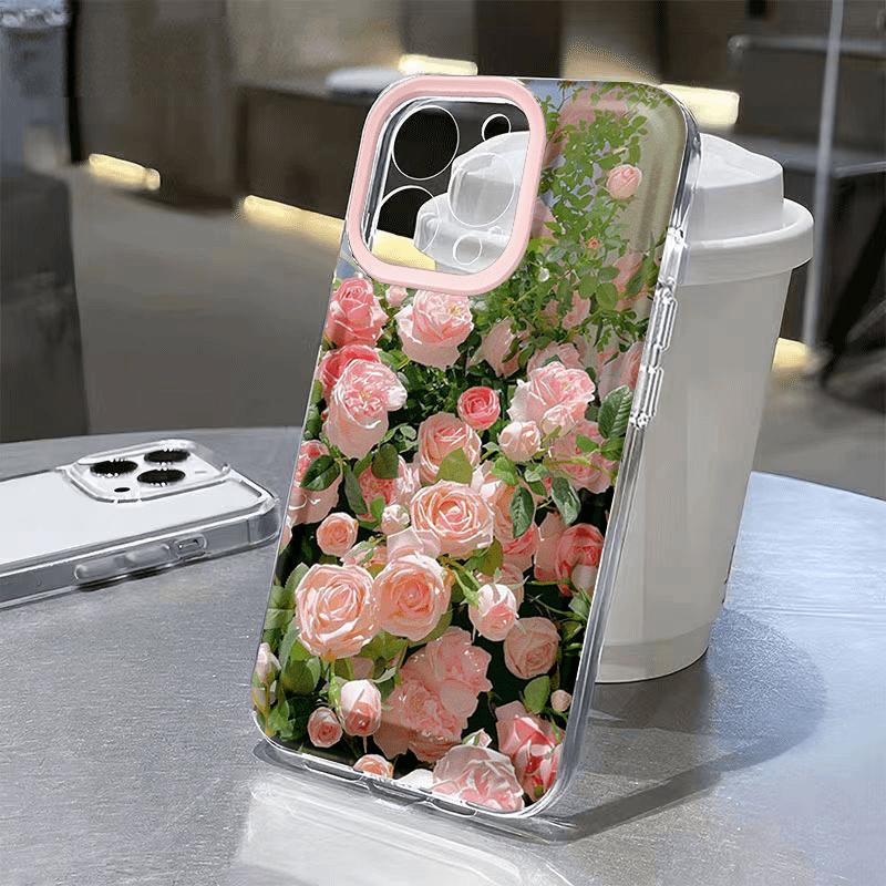Beautiful Pink Rose Fresh Flower iPhone Case For iPhone 16 15 14 13 12 11Pro Max XR XS MAX 78PLUS MINI INS Silicone Rubber Cover