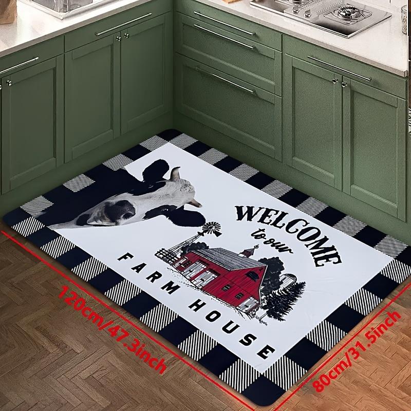 1Pcs Anti Fatigue Kitchen Rugs Cow Print Waterproof Non-Slip Thick Cushioned Kitchen Mat Heavy Duty Comfort Standing Mat for Kitchen