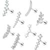 Florideco 16G 316L Stainless Steel Cartilage Stud Earring for Women Opal CZ Leaf Bar Flat Conch Helix Daith Piercing Jewelry