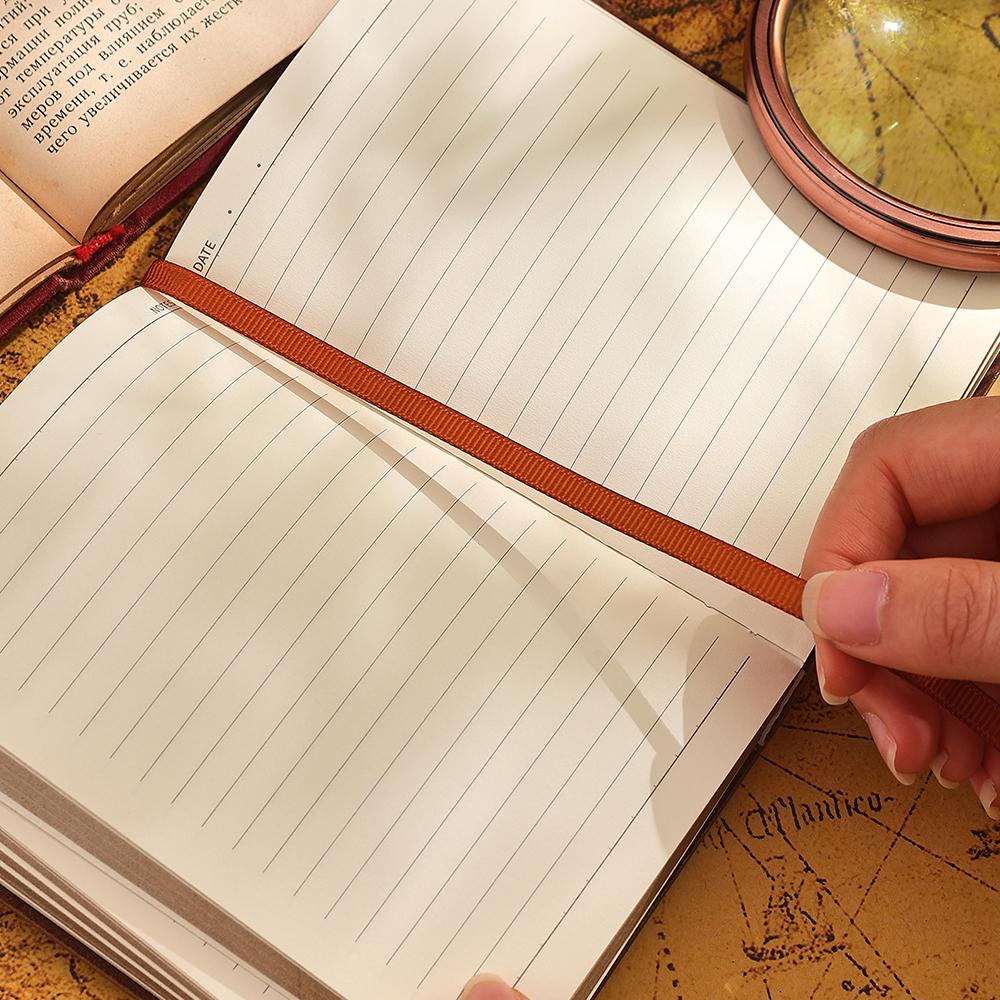 144 Sheets A6 Vintage PU Leather Journal Book Lightweight Lined Thick Paper Notebook Writing Diary Monthly Schedule Weekly Planner