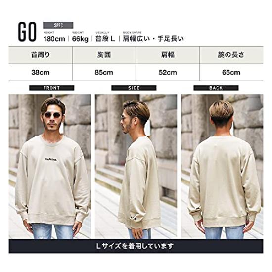 Kangol Crew Neck Size Black A Brand Logo Long Sleeve Loose Fleece Black and White Sweatshirt, L, Men's Sweatshirt, Fall, Winter, Spring, Oversized,