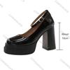Fashion Comemore Women Pumps Fashion Chunky High Heels Shoes for Women Platform Round Head Shallow Mouth Sweet Mary Jane Single Shoes
