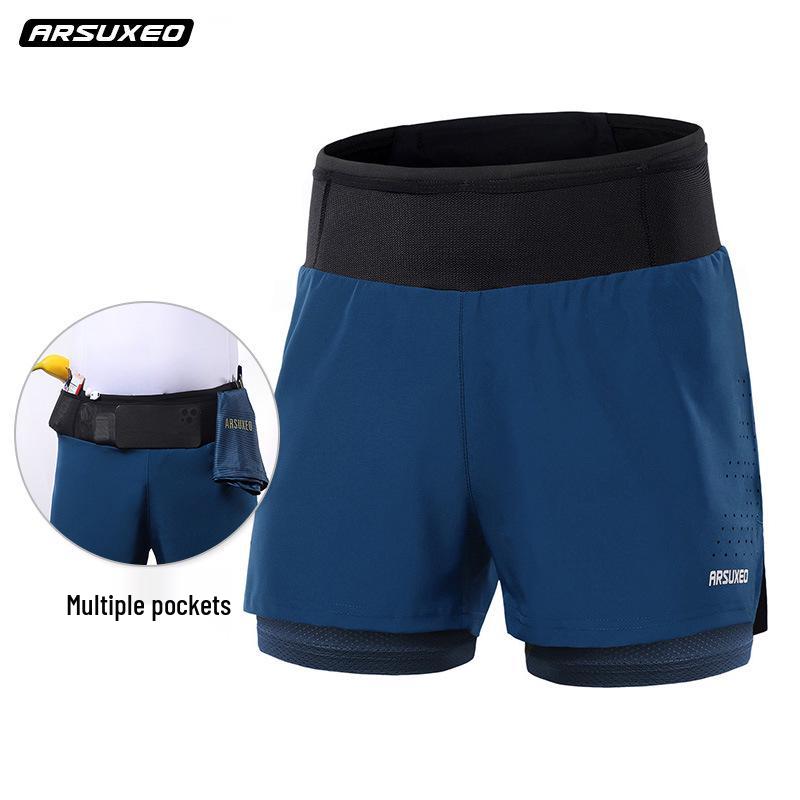 Men's Quick-Dry Breathable Outdoor Running Shorts with Multifunctional Pockets, Loose Fit, Anti-Exposure Design