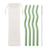 6Pcs/Set Glass Straws Wavy Reusable Drinking Straws Colorful Eco-friendly Straws for Drinks Coffee Milk Tea Straw Barware
