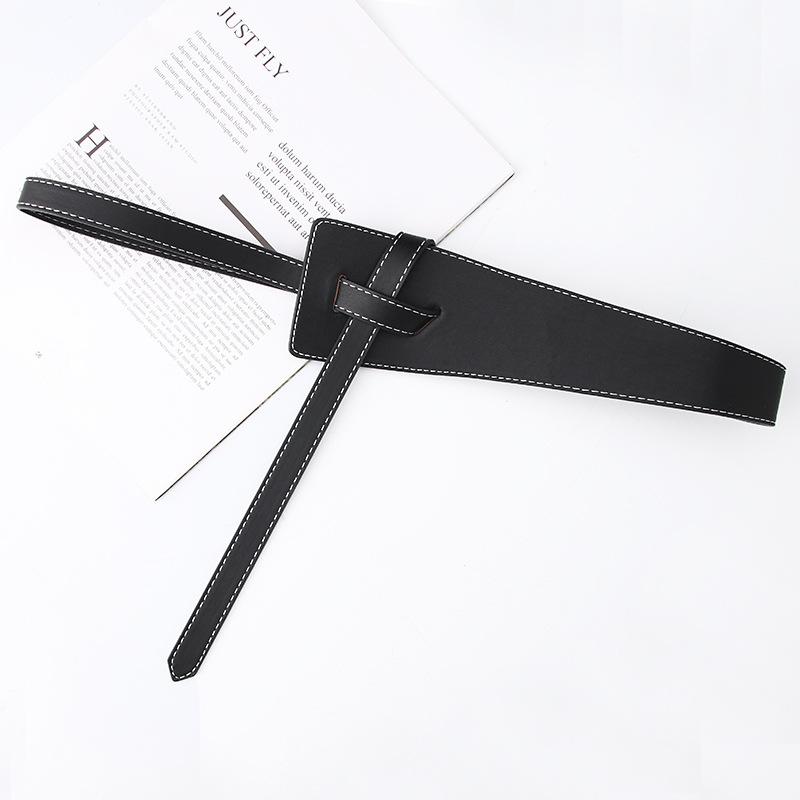 

Trendy belt women s decoration waist retro knot with suit outer wear, versatile waist seal, Korean version fashion wide belt чёрный