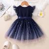 Girls' Fashionable Star-Print Dress: Sweet Summer Tulle Princess Dress for Kids