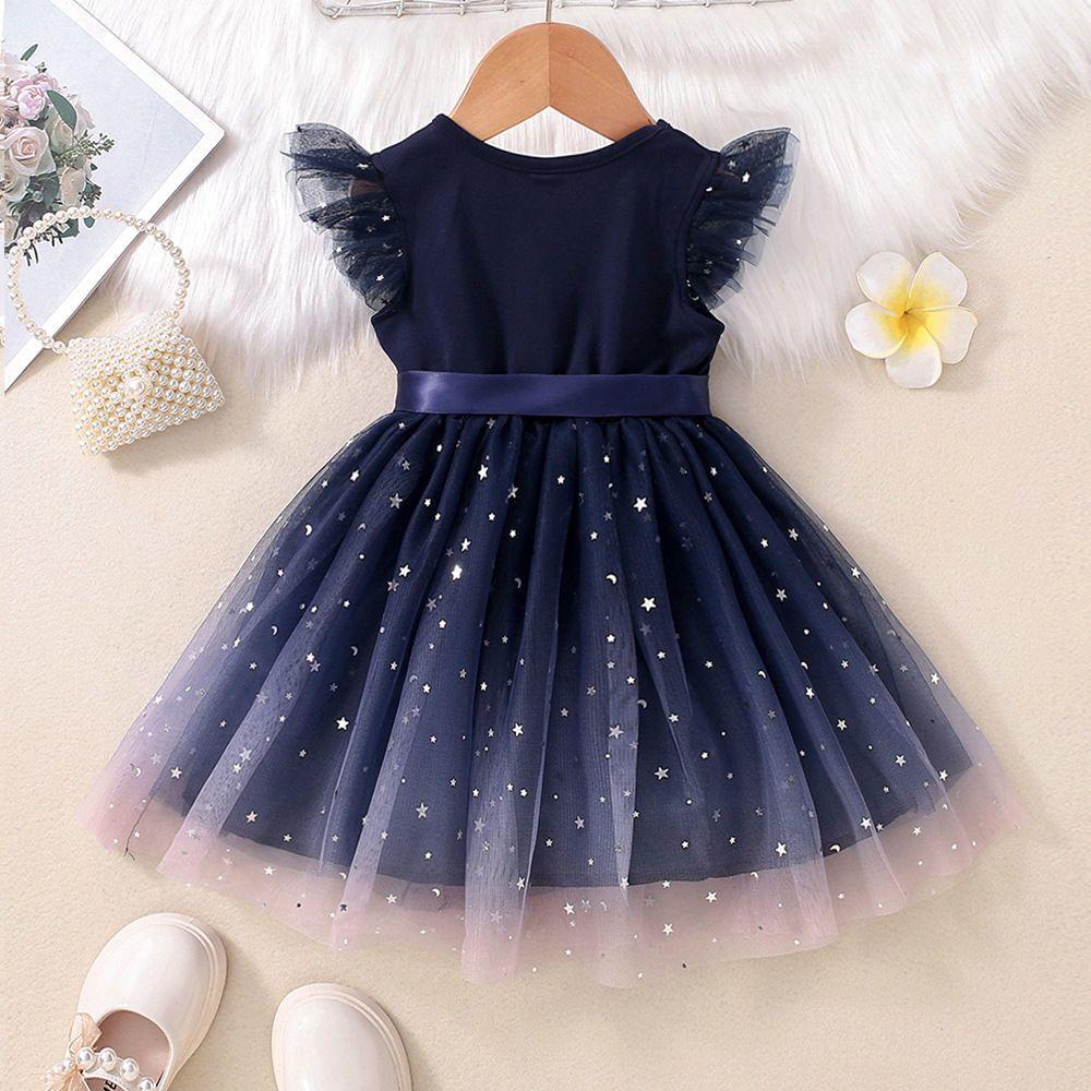 Girls' Fashionable Star-Print Dress: Sweet Summer Tulle Princess Dress for Kids