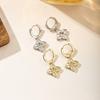 Lucky Clover Zircon Drop Earrings Gold Silver Color Huggie Hoop Earrings Four-Leaf Flower Charm Earrings for Women Fashion Jewel