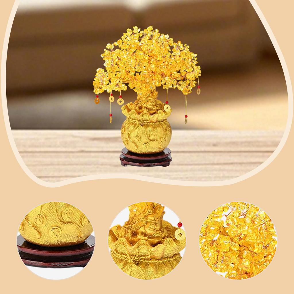 Money Tree Figurine Creative Money Bag Prosperity Sculpture Decorative Statue Tabletop Ornament for Shelf Living Room Entrance